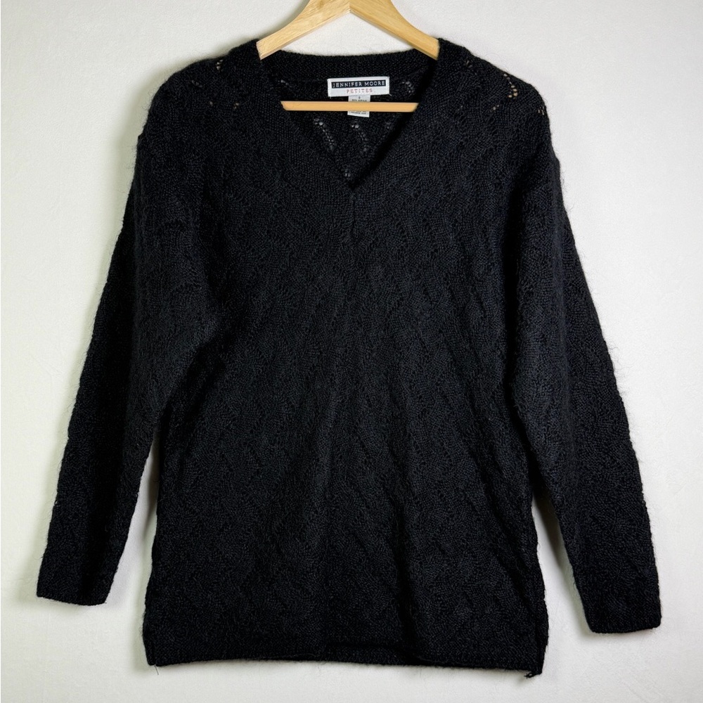 Vintage 90s Women’s Mohair Blend Black Knit Sweater Minimalist Soft Goth Sz S